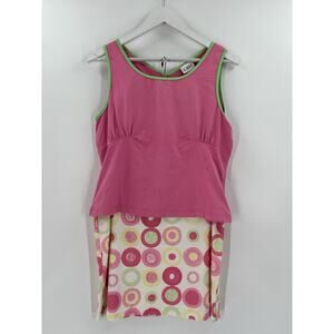 LBH Vintage Swim Tank Skirt Set Medium/Large Pink Polka Dot Stretchy Pleated